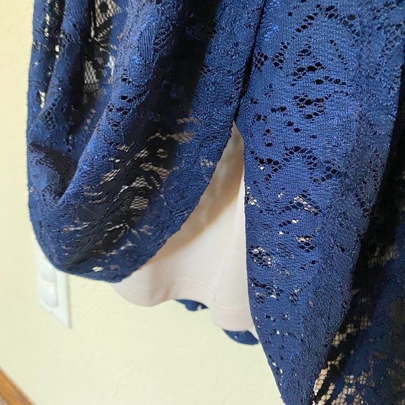 Sangria 2pc Womens Navy Blue Lace Fit and Flare Dress size 8. - Picture 11 of 12